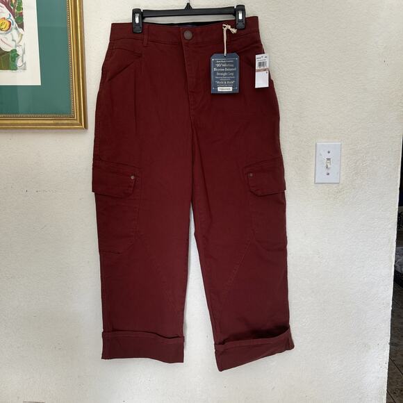 Democracy Ab Solution Sky rise Relaxed Straight Leg Burgendy Pants 12P - Picture 1 of 4